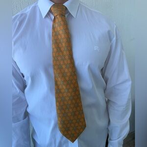 Hermes Orange Geometric Men's Tie